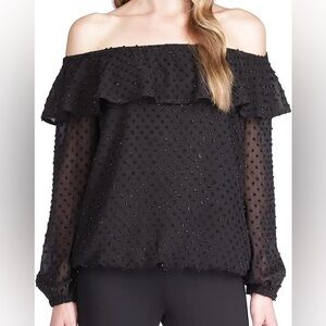 Michael Kors Clip Chiffon Off Shoulder Top